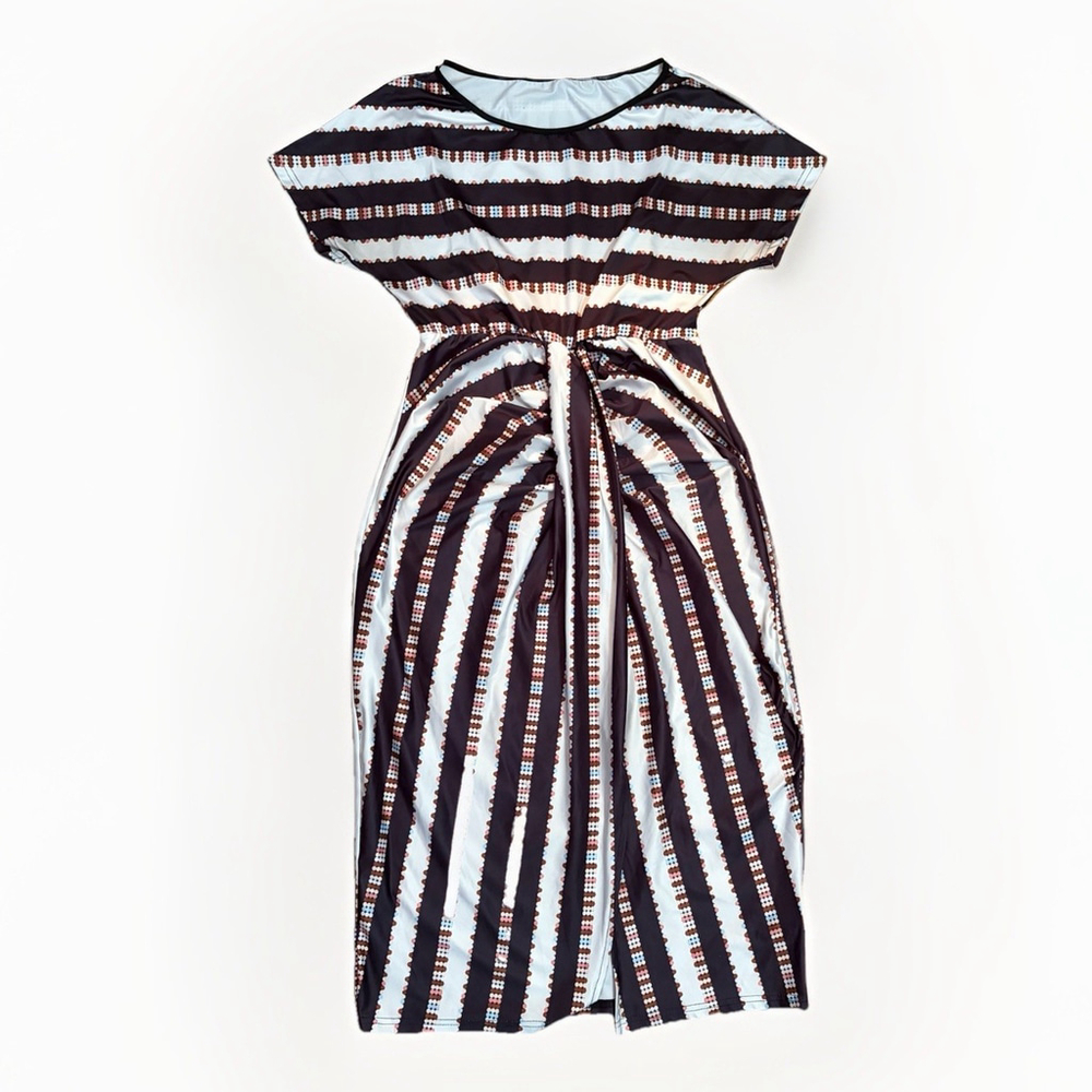 SHEIN Striped Short Sleeve Maxi Dress - XL
